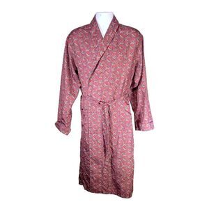 John Randall London Robe Belted Long Sleeve Paisley Men's Large